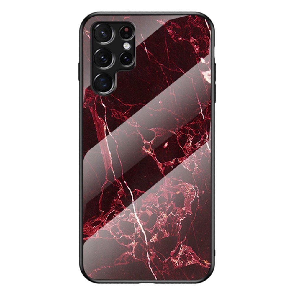 Panssarilasi Kuori Samsung Galaxy S22 Ultra punainen marmori
