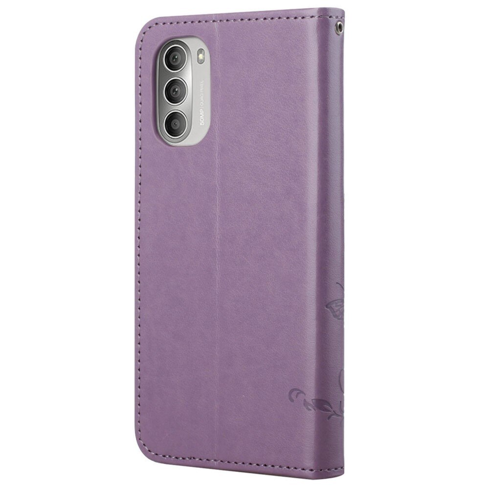 Nahkakotelo Perhonen Motorola Moto G51 Liila