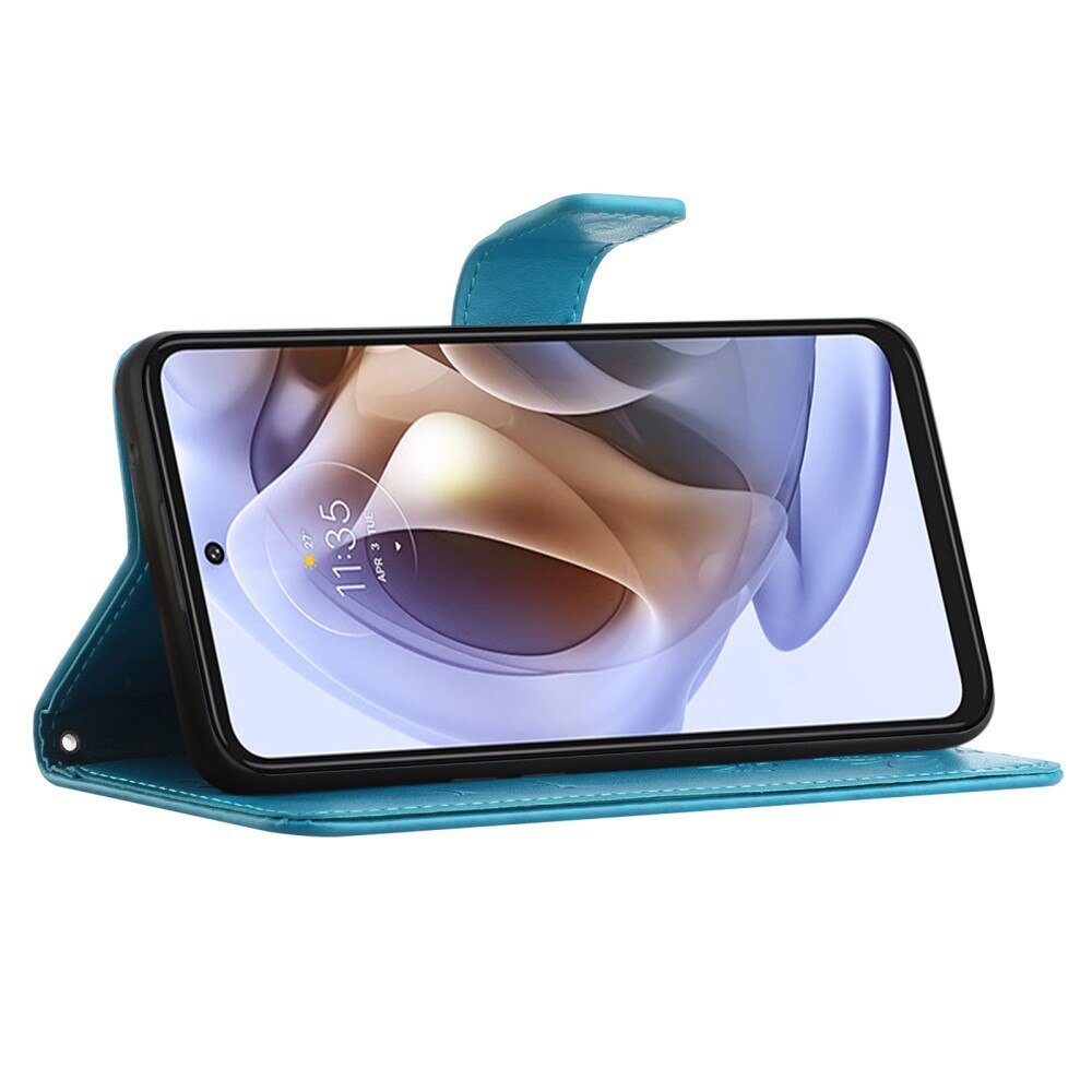 Nahkakotelo Perhonen Motorola Moto G31/Moto G41 Sininen