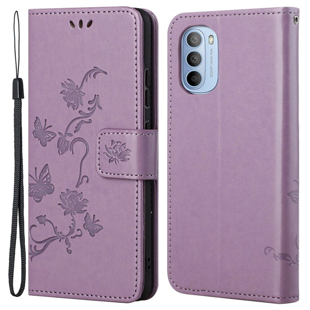 Nahkakotelo Perhonen Motorola Moto G31/Moto G41 Liila