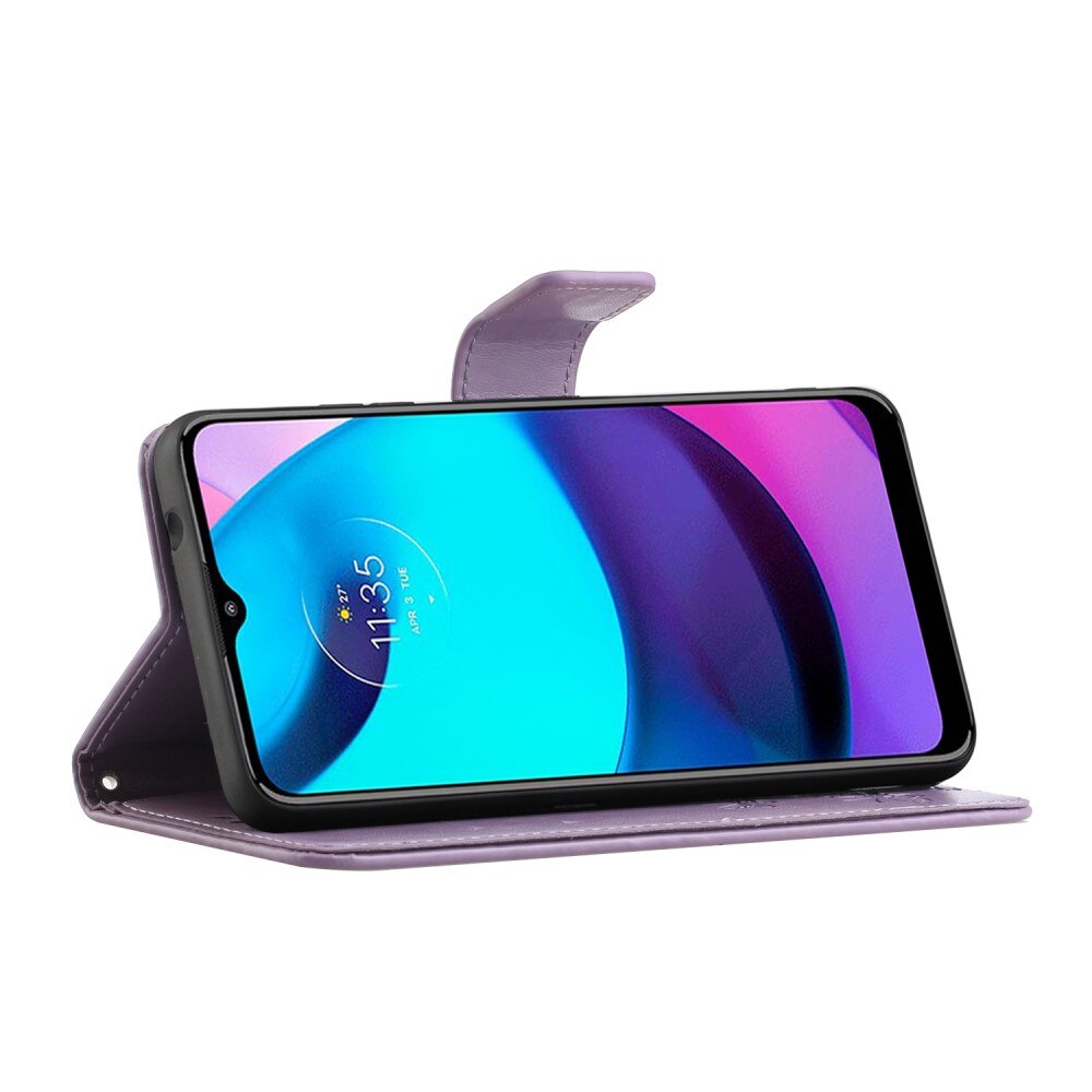 Nahkakotelo Perhonen Motorola Moto E20/Moto E40 Liila