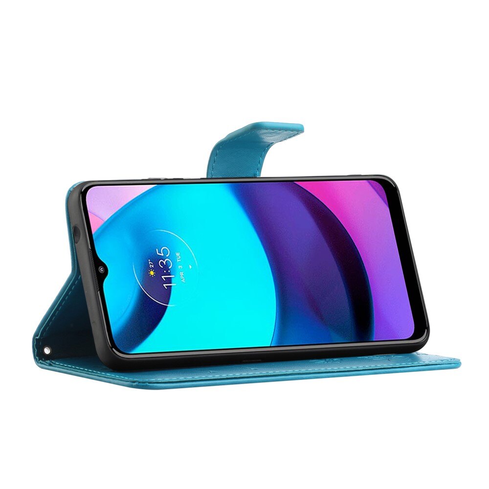 Nahkakotelo Perhonen Motorola Moto E20/Moto E40 Sininen