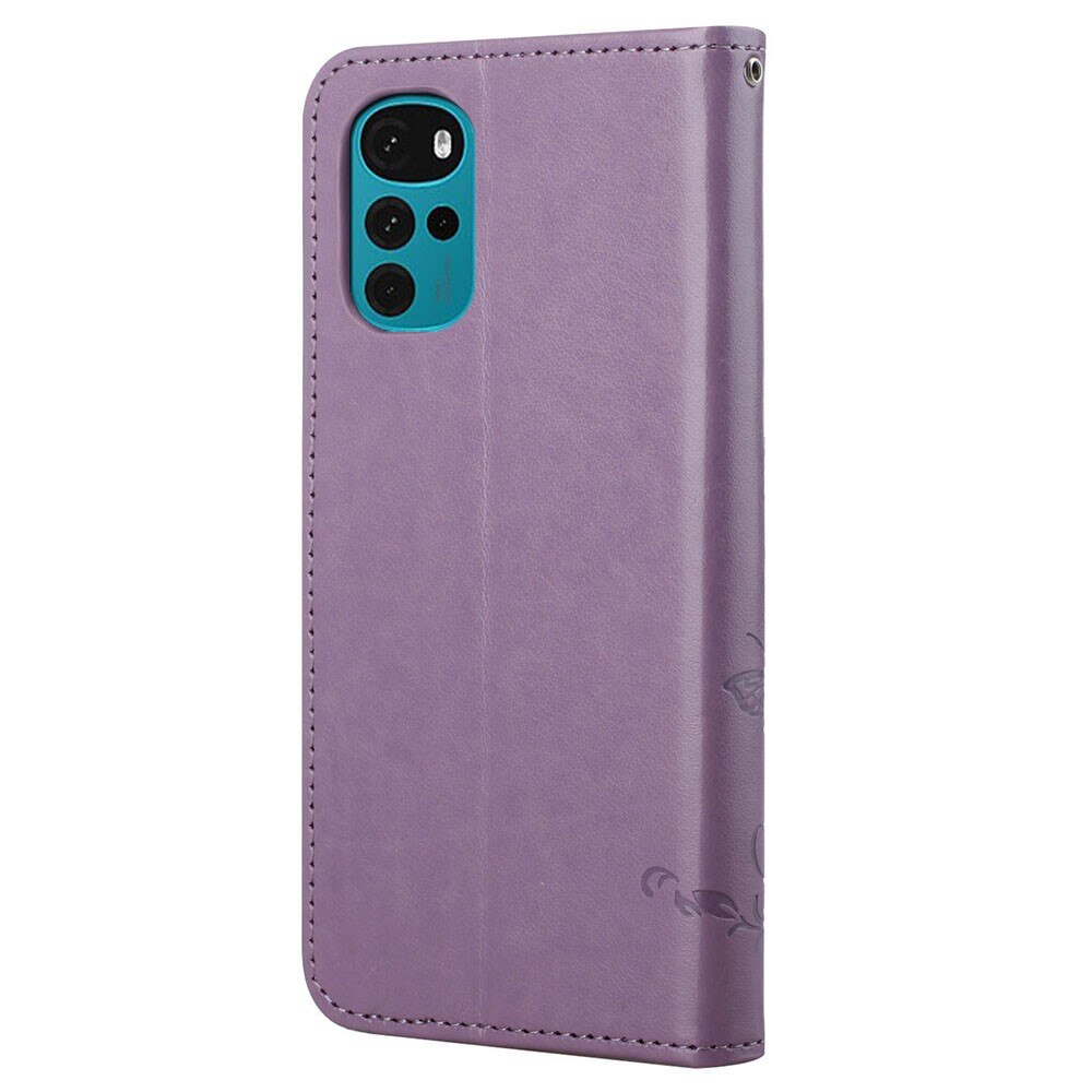 Nahkakotelo Perhonen Motorola Moto G22 Liila