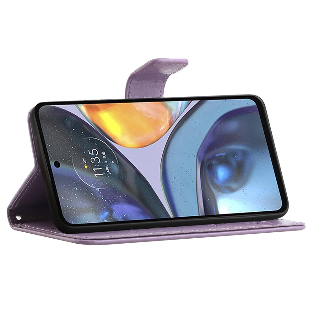 Nahkakotelo Perhonen Motorola Moto G22 Liila