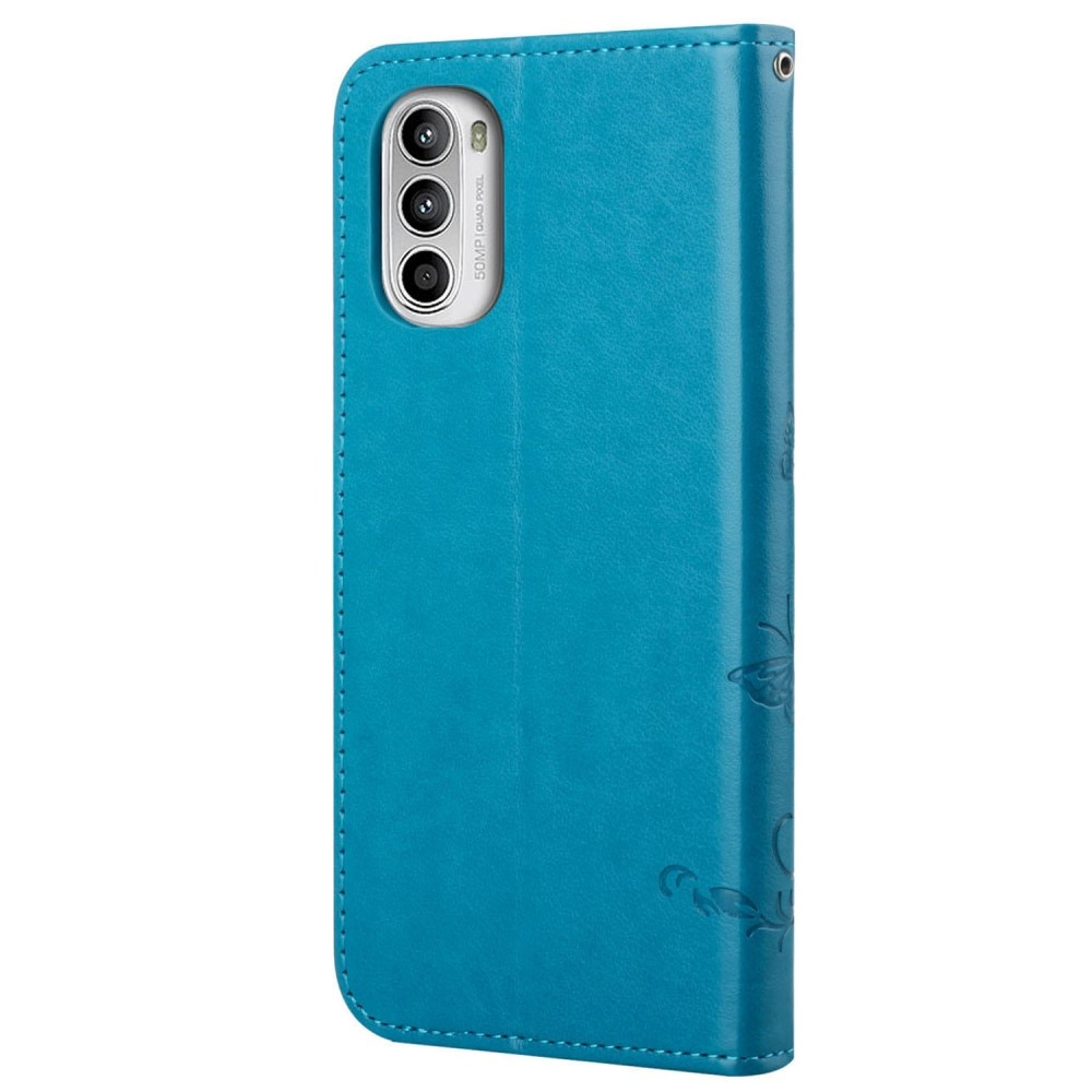 Nahkakotelo Perhonen Motorola Moto E32 sininen