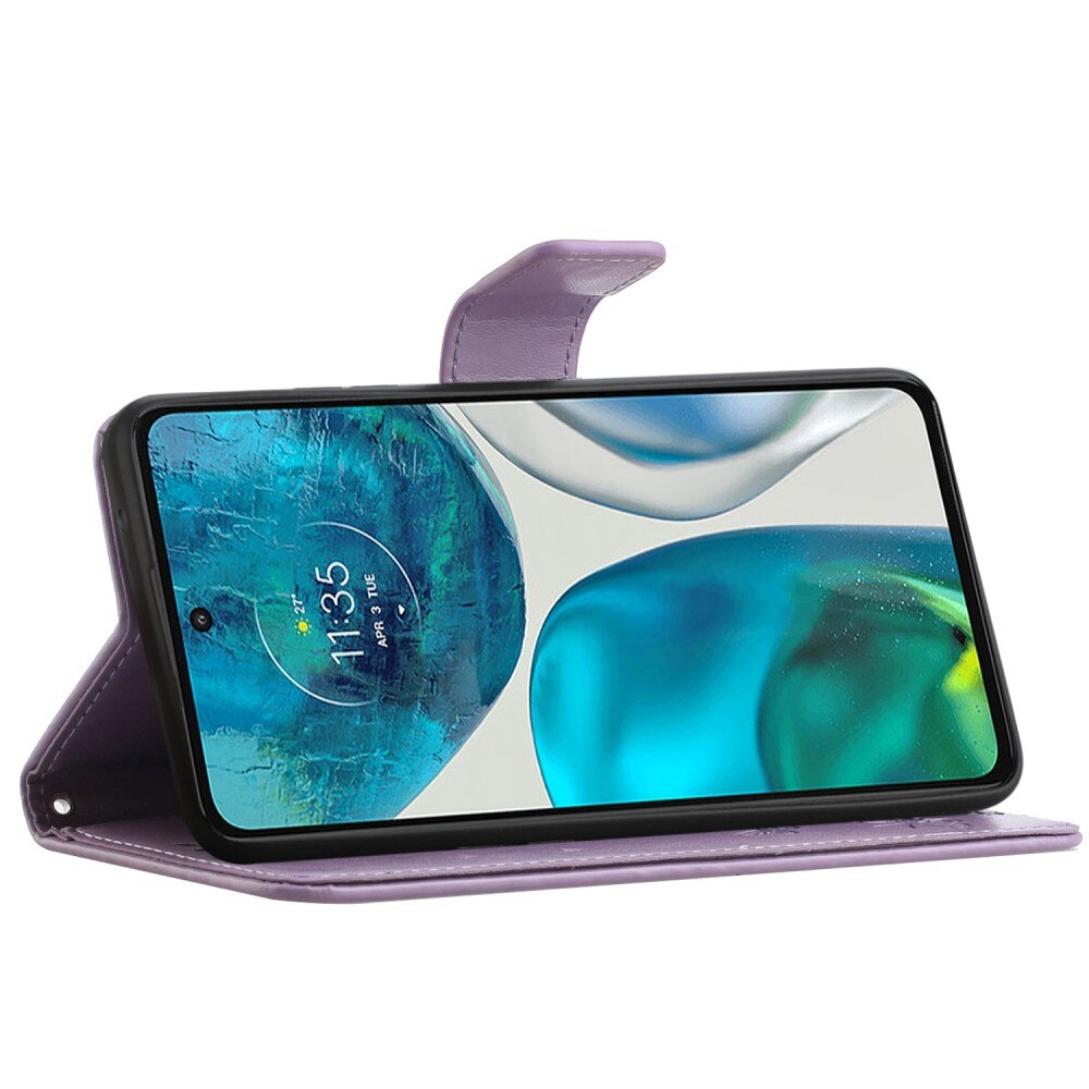 Nahkakotelo Perhonen Motorola Moto G52 Liila