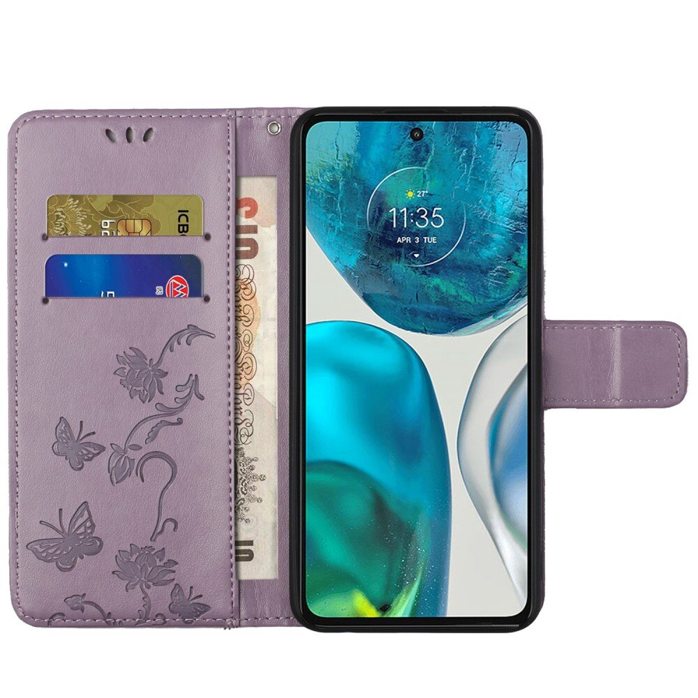 Nahkakotelo Perhonen Motorola Moto G52 Liila