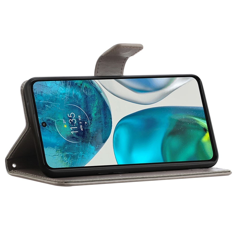 Nahkakotelo Perhonen Motorola Moto G52 Harmaa