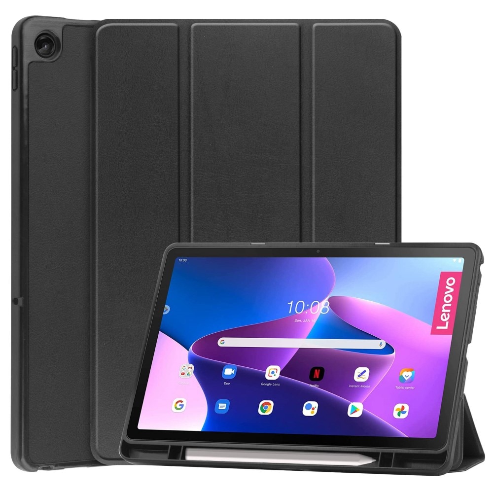 Kotelo Tri-fold Kynäpidikkeellä Lenovo Tab M10 Plus (3rd gen) musta