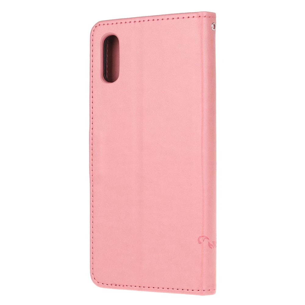Nahkakotelo Perhonen Xiaomi Redmi 9AT vaaleanpunainen