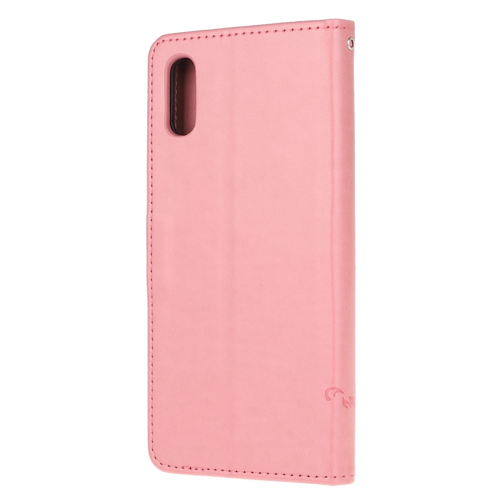 Nahkakotelo Perhonen Xiaomi Redmi 9AT Vaaleanpunainen