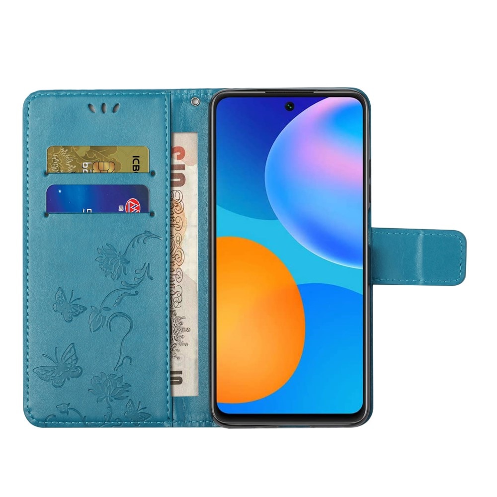Nahkakotelo Perhonen Xiaomi Redmi 10 sininen