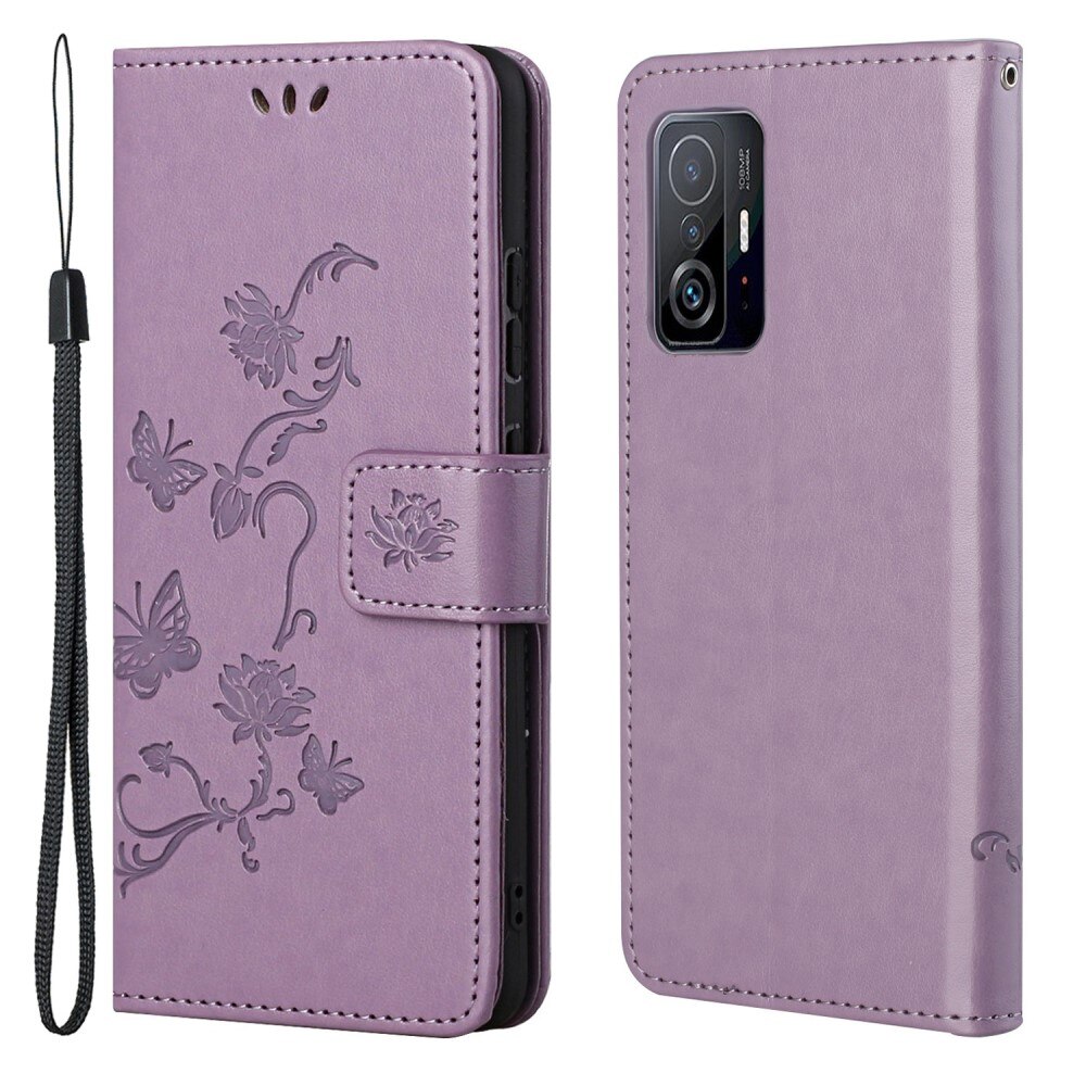 Nahkakotelo Perhonen Xiaomi 11T/11T Pro Liila