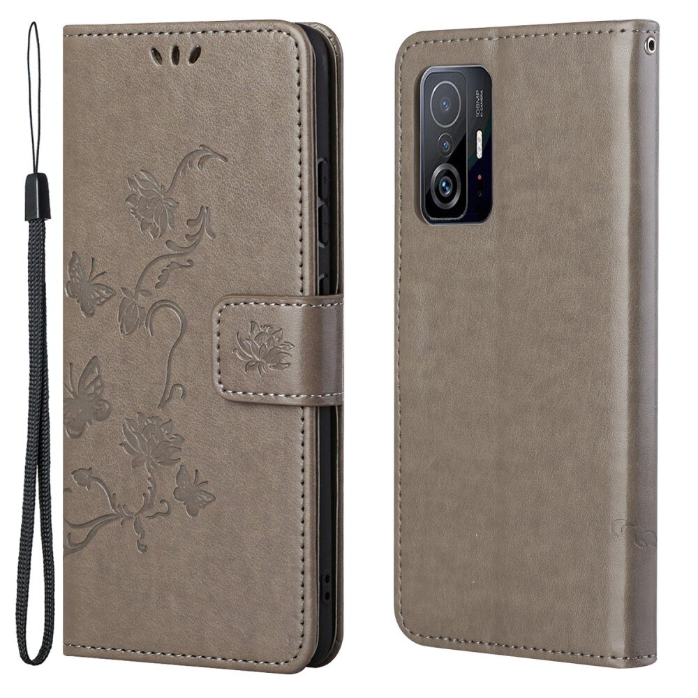 Nahkakotelo Perhonen Xiaomi 11T/11T Pro Harmaa