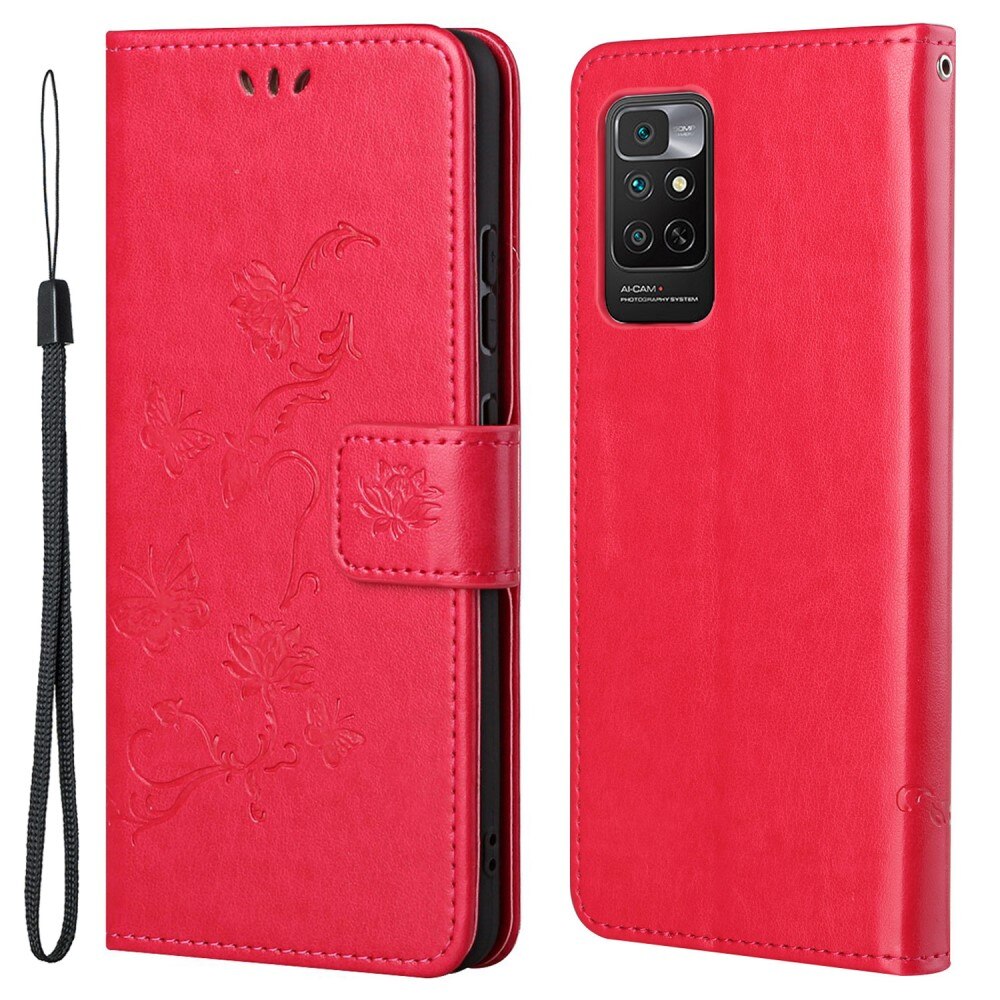 Nahkakotelo Perhonen Xiaomi Redmi Note 11 Punainen