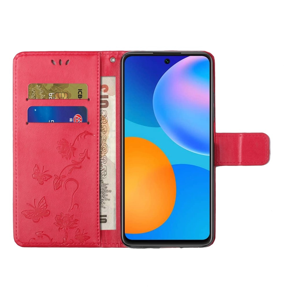 Nahkakotelo Perhonen Xiaomi Redmi Note 11 punainen