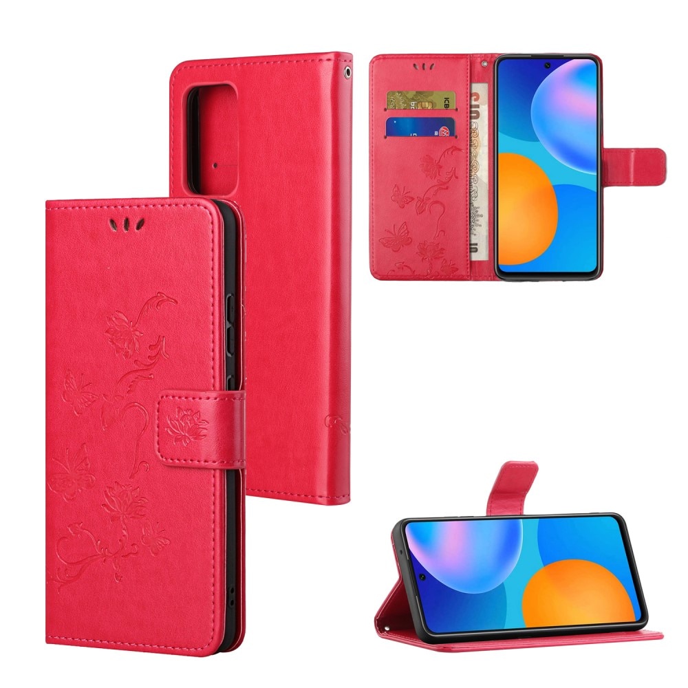 Nahkakotelo Perhonen Xiaomi Redmi Note 11 Punainen