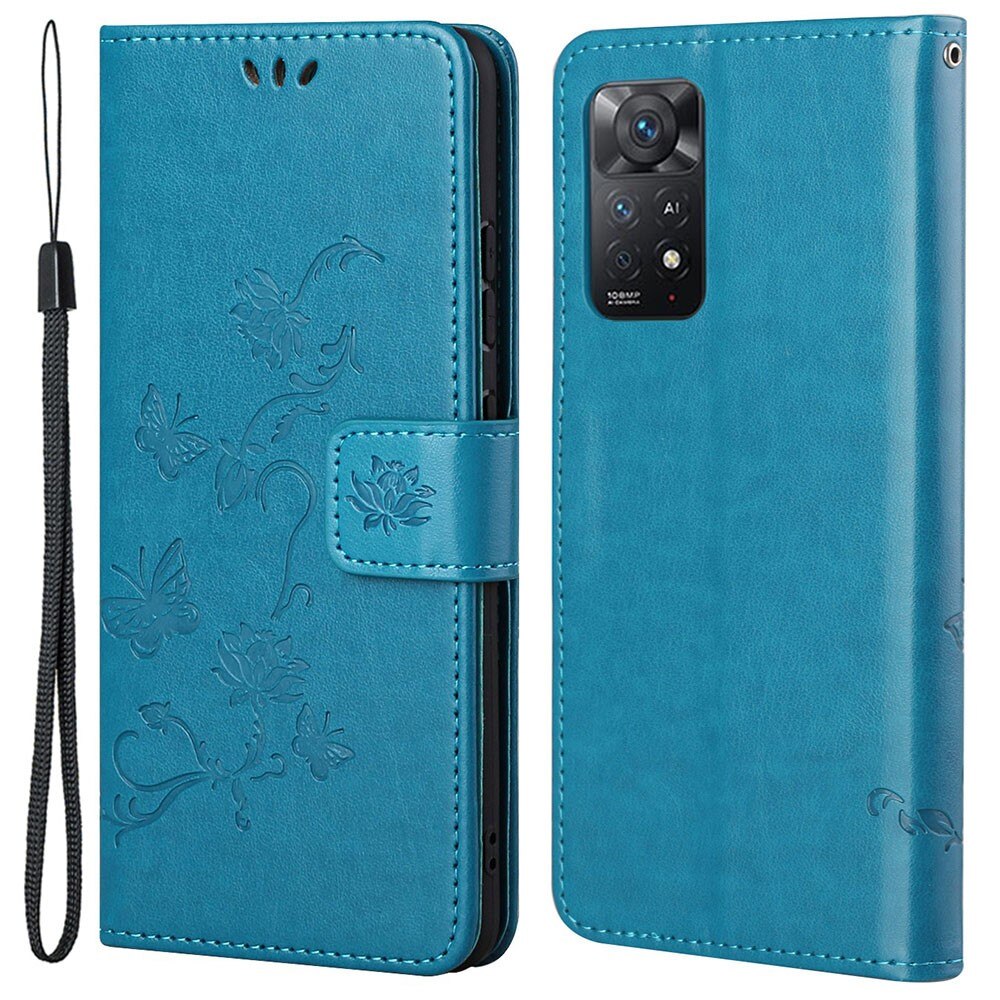 Nahkakotelo Perhonen Xiaomi Redmi Note 11 Pro Sininen