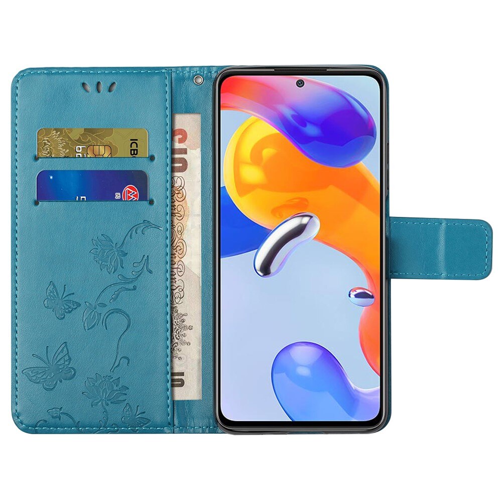 Nahkakotelo Perhonen Xiaomi Redmi Note 11 Pro Sininen