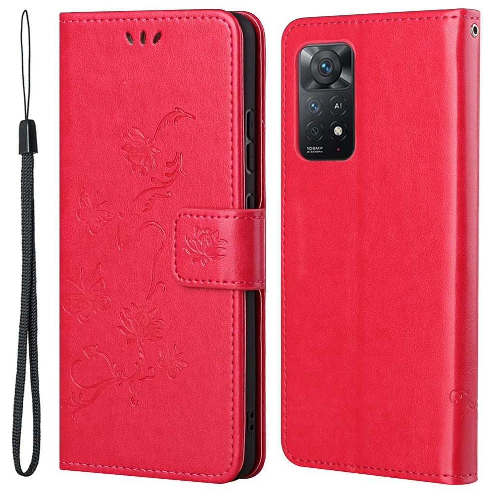 Nahkakotelo Perhonen Xiaomi Redmi Note 11 Pro punainen