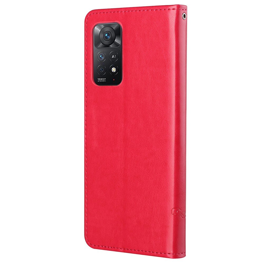 Nahkakotelo Perhonen Xiaomi Redmi Note 11 Pro Punainen