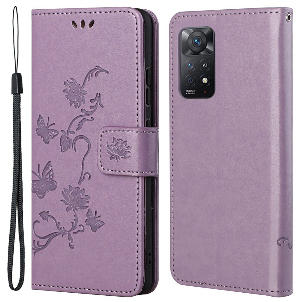 Nahkakotelo Perhonen Xiaomi Redmi Note 11 Pro Liila