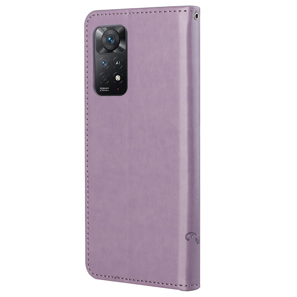 Nahkakotelo Perhonen Xiaomi Redmi Note 11 Pro liila