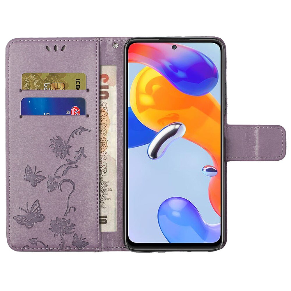 Nahkakotelo Perhonen Xiaomi Redmi Note 11 Pro Liila