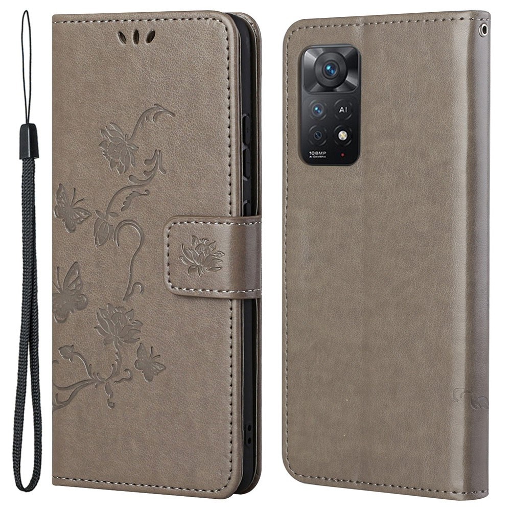 Nahkakotelo Perhonen Xiaomi Redmi Note 11 Pro Harmaa