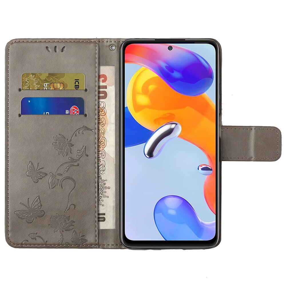 Nahkakotelo Perhonen Xiaomi Redmi Note 11 Pro Harmaa