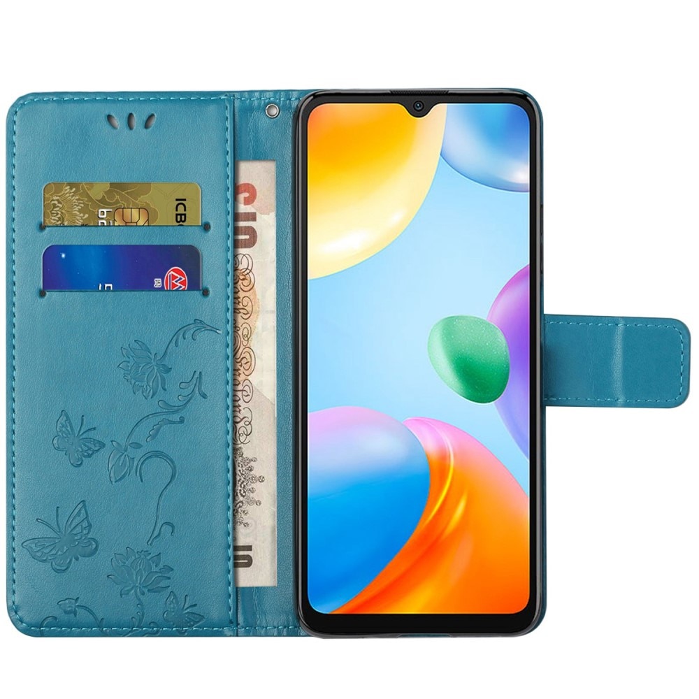 Nahkakotelo Perhonen Xiaomi Redmi 10C Sininen