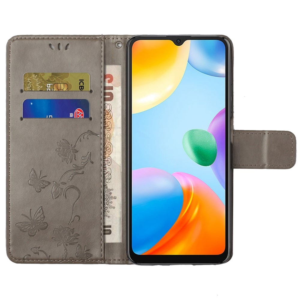 Nahkakotelo Perhonen Xiaomi Redmi 10C Harmaa