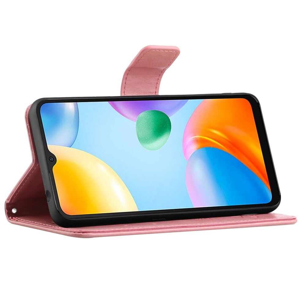 Nahkakotelo Perhonen Xiaomi Redmi 10C Vaaleanpunainen