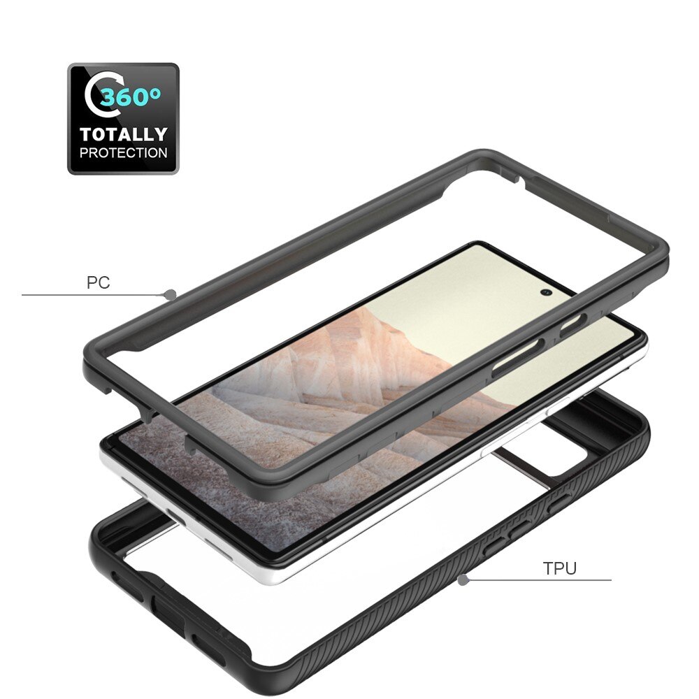 Full Cover Kuori Google Pixel 6 Musta