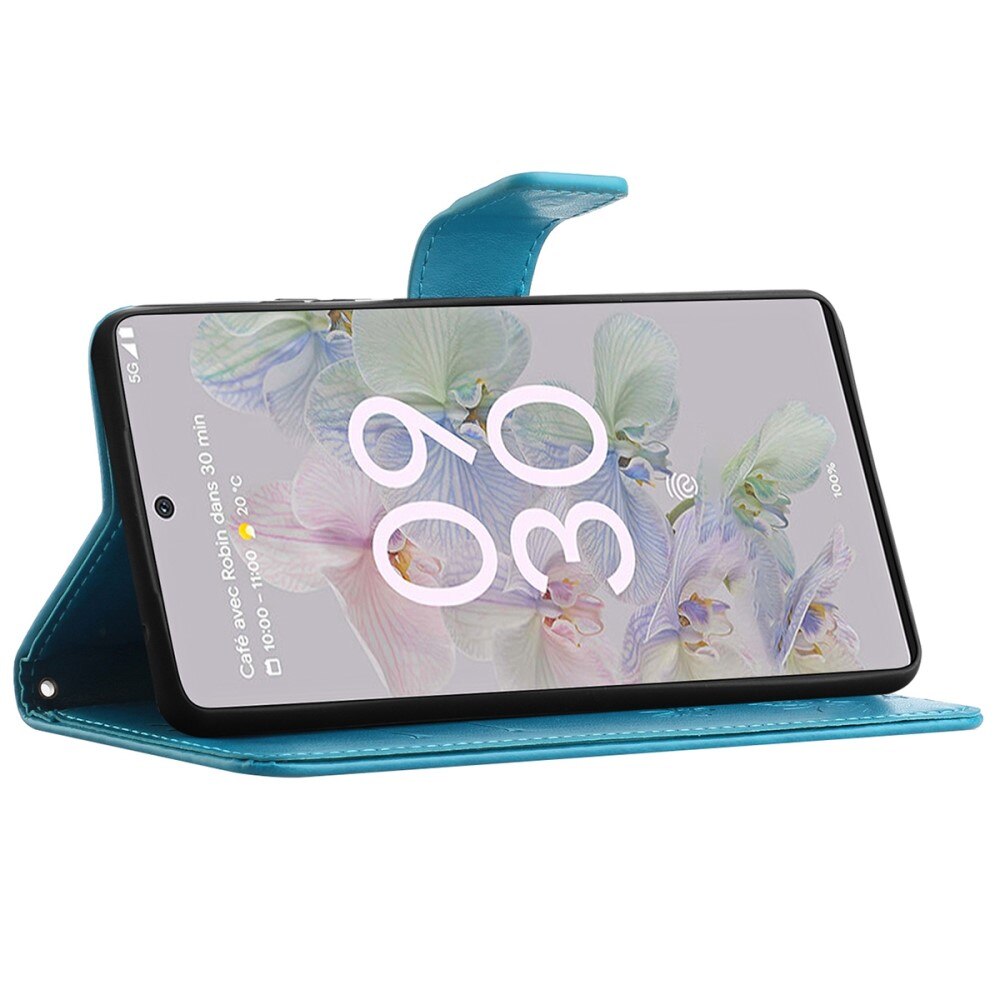 Nahkakotelo Perhonen Google Pixel 6a Sininen