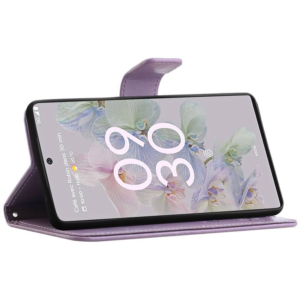 Nahkakotelo Perhonen Google Pixel 6a Liila
