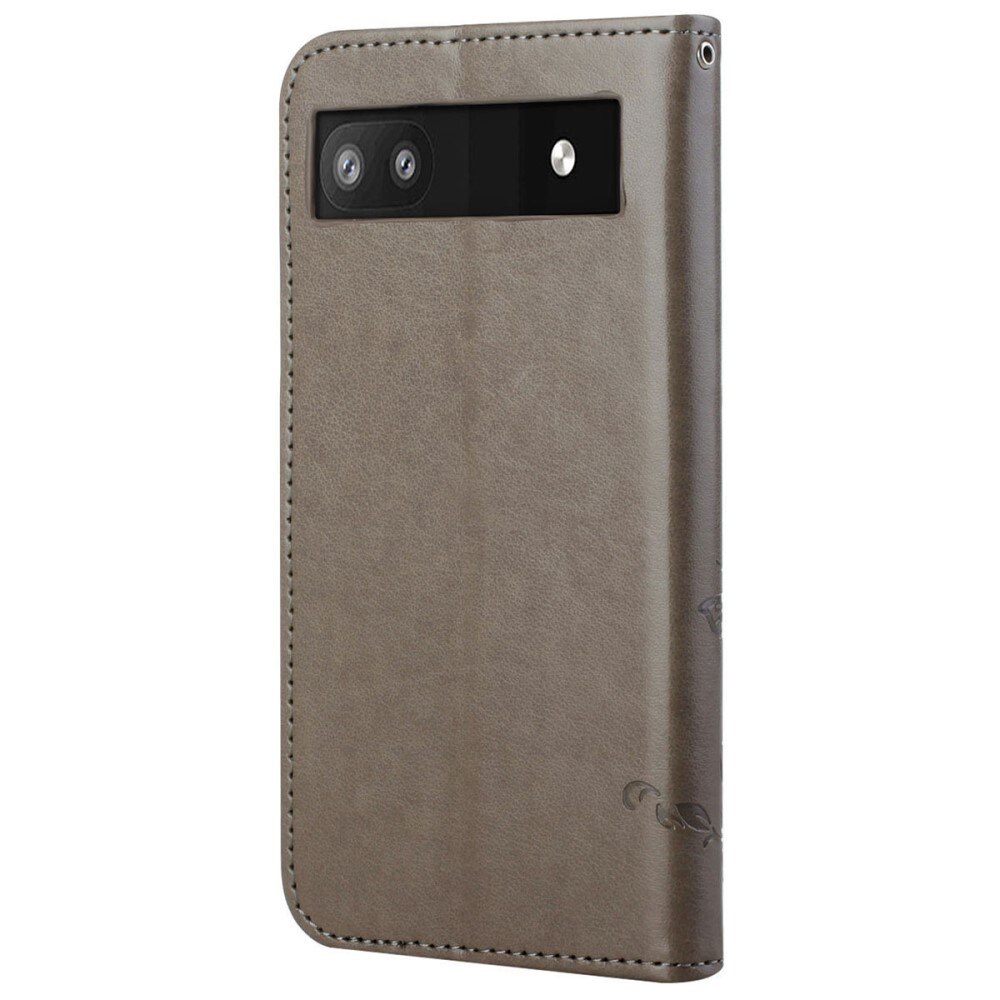 Nahkakotelo Perhonen Google Pixel 6a Harmaa