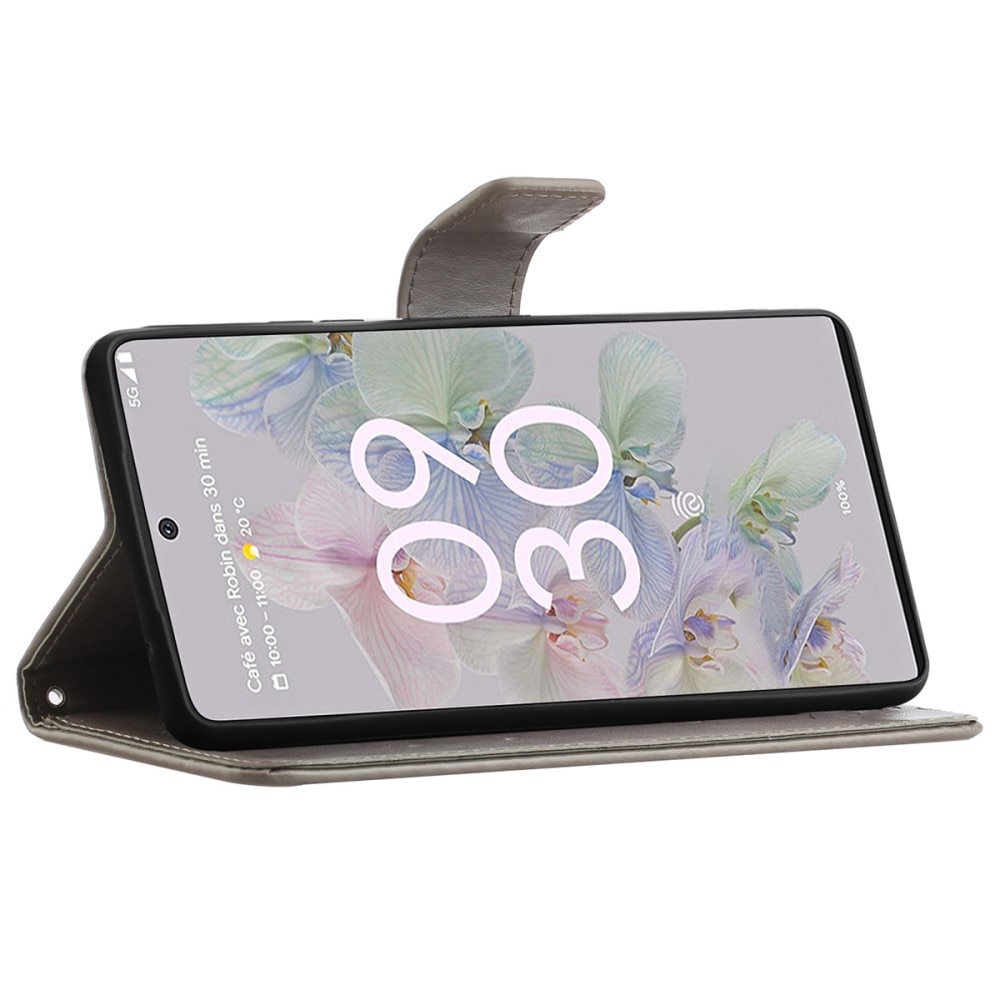Nahkakotelo Perhonen Google Pixel 6a Harmaa