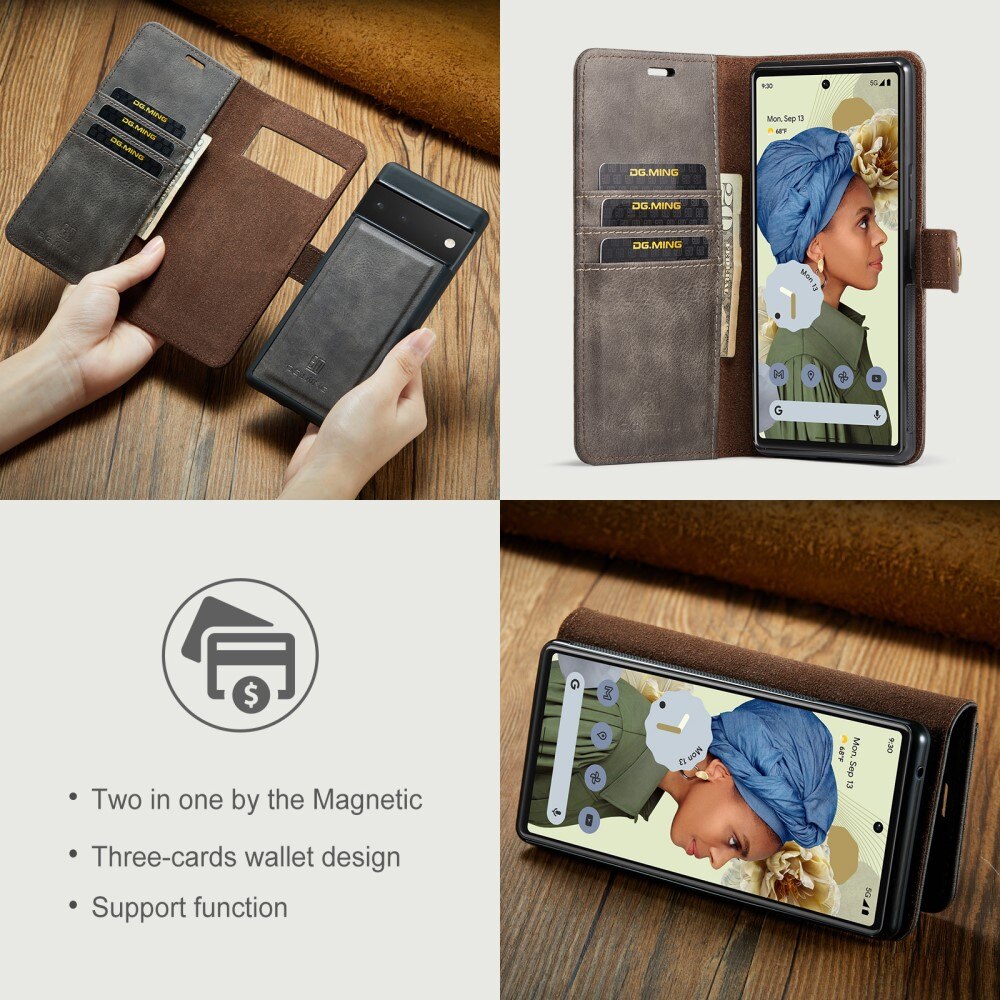 Magnet Wallet Google Pixel 6 Pro Ruskea
