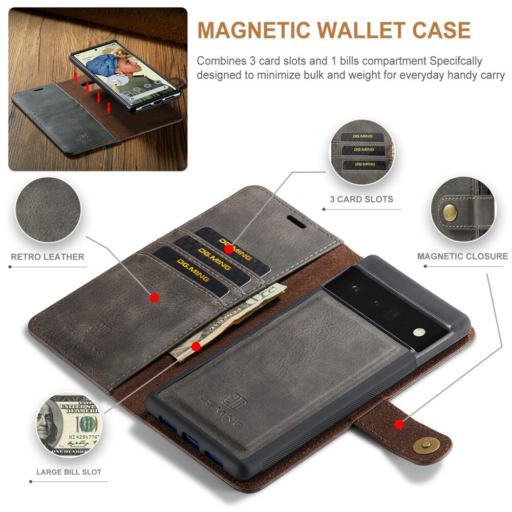 Magnet Wallet Google Pixel 6 Pro Ruskea