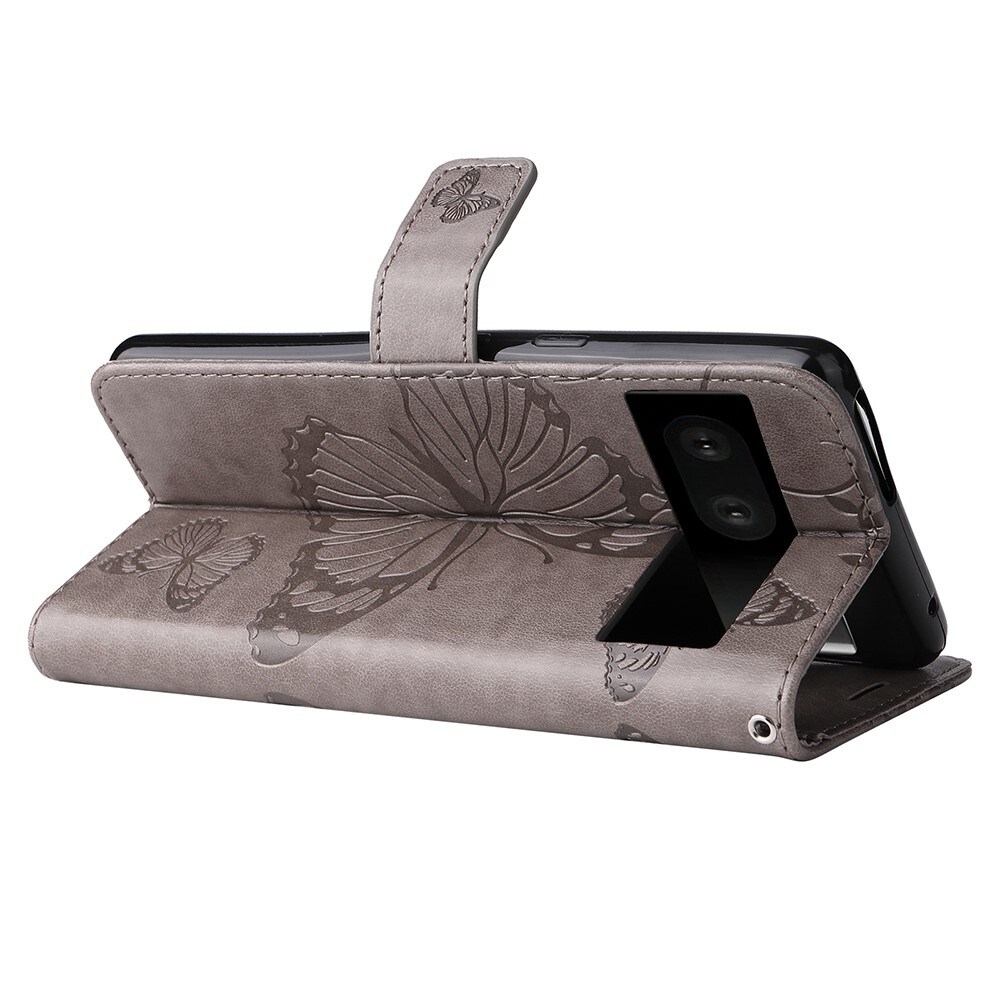 Nahkakotelo Perhonen Google Pixel 7 Harmaa