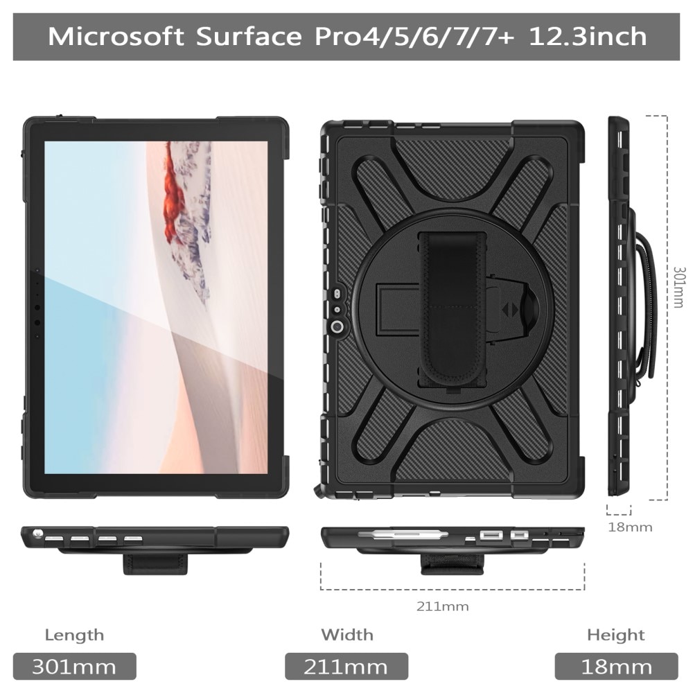 Iskunkestävä Hybridikuori Microsoft Surface Pro 4/5/6/7/7 Plus  musta