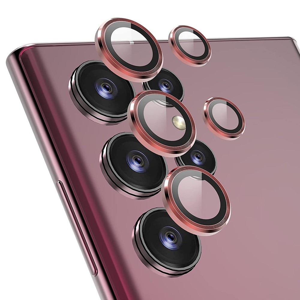 Panssarilasi Kameran Linssinsuojus alumiiniseos Samsung Galaxy S22 Ultra punainen
