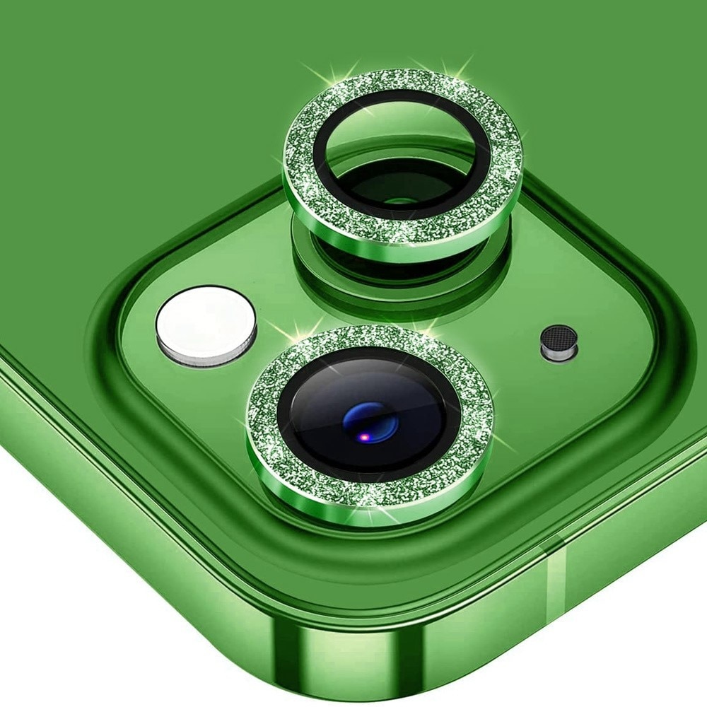 Glitter Linssinsuojus lasi+alumiiniseos iPhone 13/13 Mini vihreä