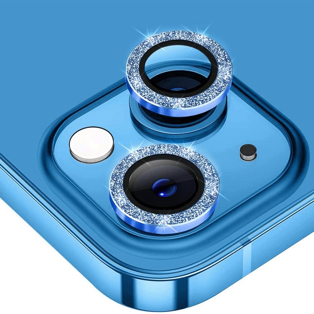 Glitter Linssinsuojus lasi+alumiiniseos iPhone 13 sininen