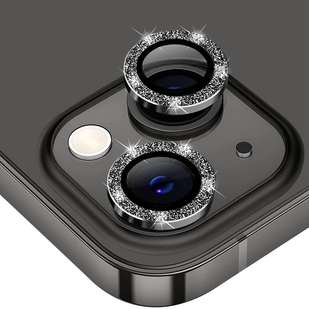 Glitter Linssinsuojus lasi+alumiiniseos iPhone 13 Mini musta