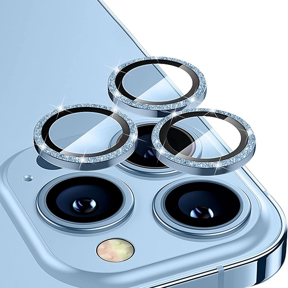 Glitter Linssinsuojus lasi+alumiiniseos iPhone 13 Pro/13 Pro Max vaaleansininen