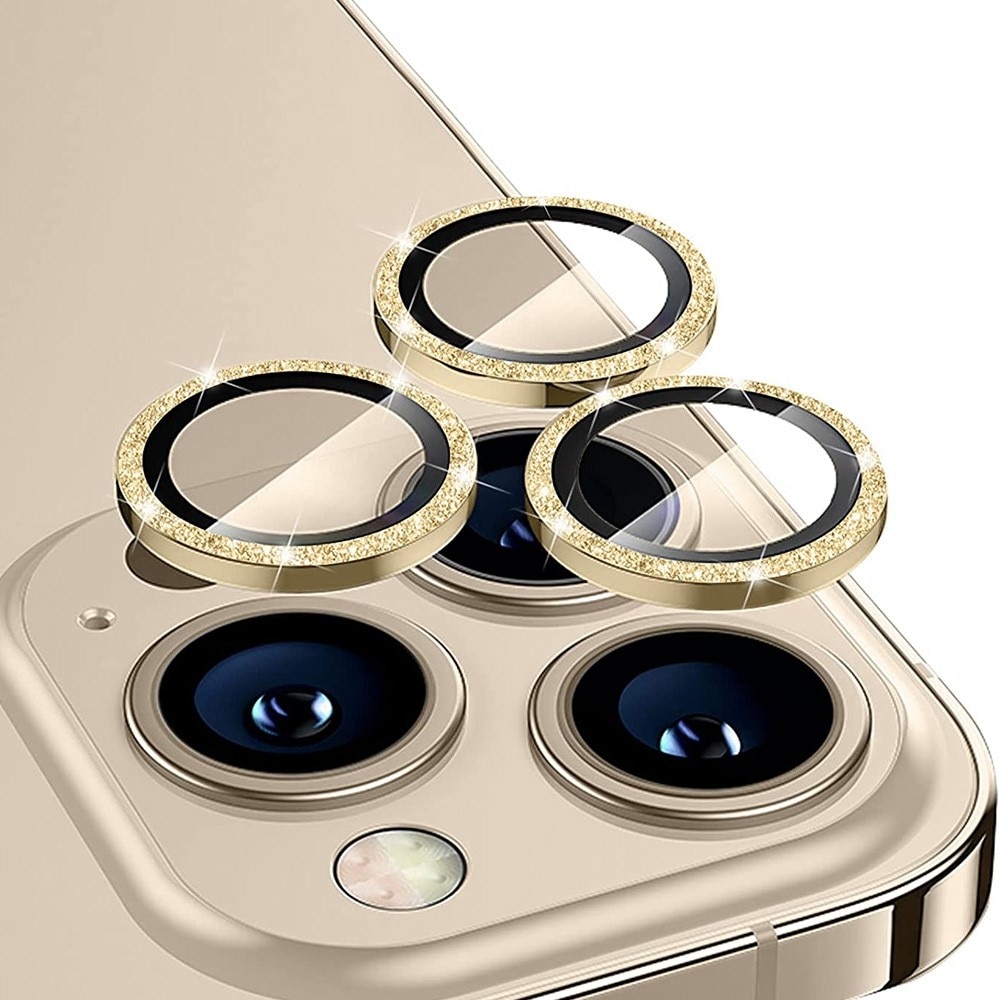 Glitter Linssinsuojus lasi+alumiiniseos iPhone 13 Pro/13 Pro Max kulta
