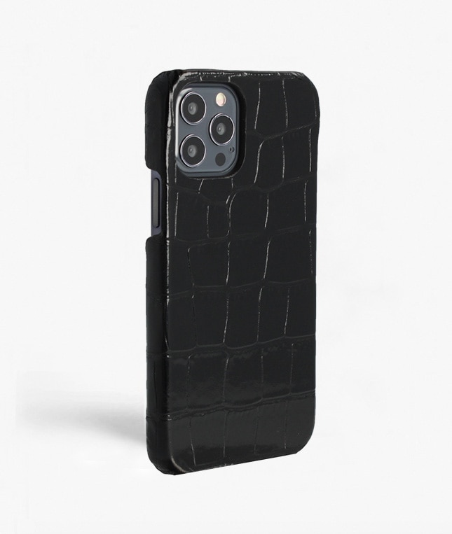 Kuori iPhone 12/iPhone 12 Pro Croco Musta