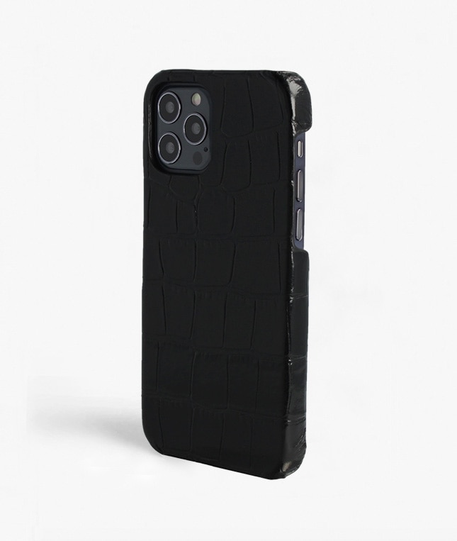 Kuori iPhone 12/iPhone 12 Pro Croco Musta